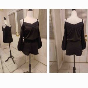 4/$60 Open Shoulder Black Romper - Size XS
